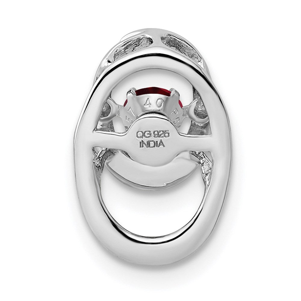Sterling Silver Rhodium Created Ruby Birthstone Vibrant Chain Slide