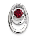 Sterling Silver Rhodium Created Ruby Birthstone Vibrant Chain Slide