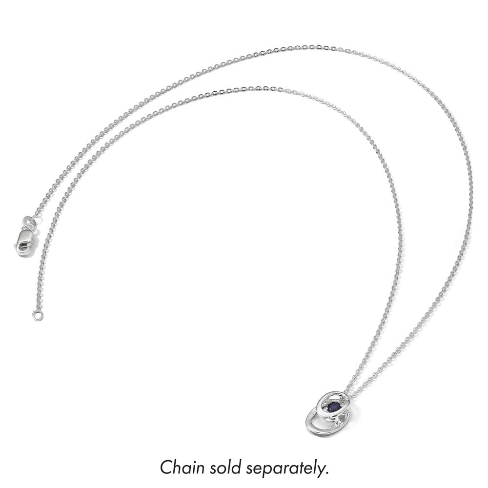 Sterling Silver Rhodium Created Sapphire Birthstone Vibrant Chain Slide