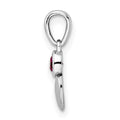 Sterling Silver Rhodium-plated Polished Created Ruby Heart Pendant