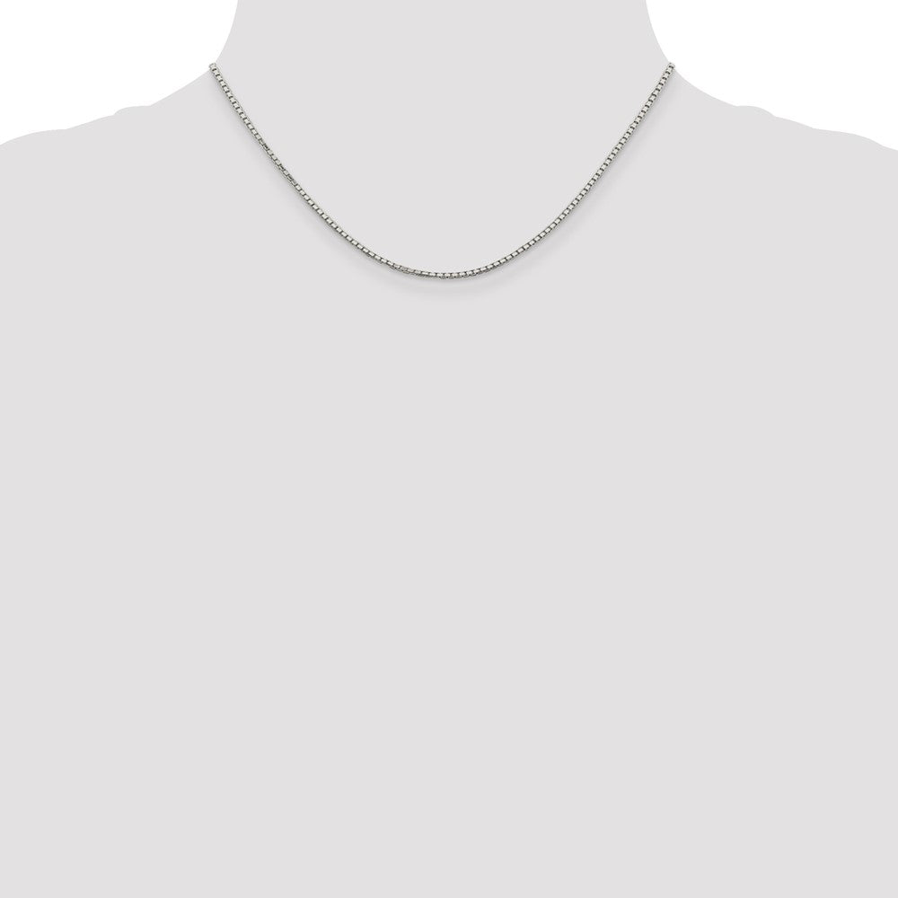 Sterling Silver Rhodium-plated 1.7mm 8 Sided Mirror Box Chain