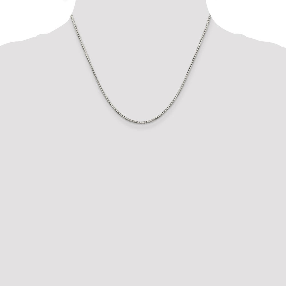 Sterling Silver Rhodium-plated 1.7mm 8 Sided w/2in ext. Mirror Box Chain