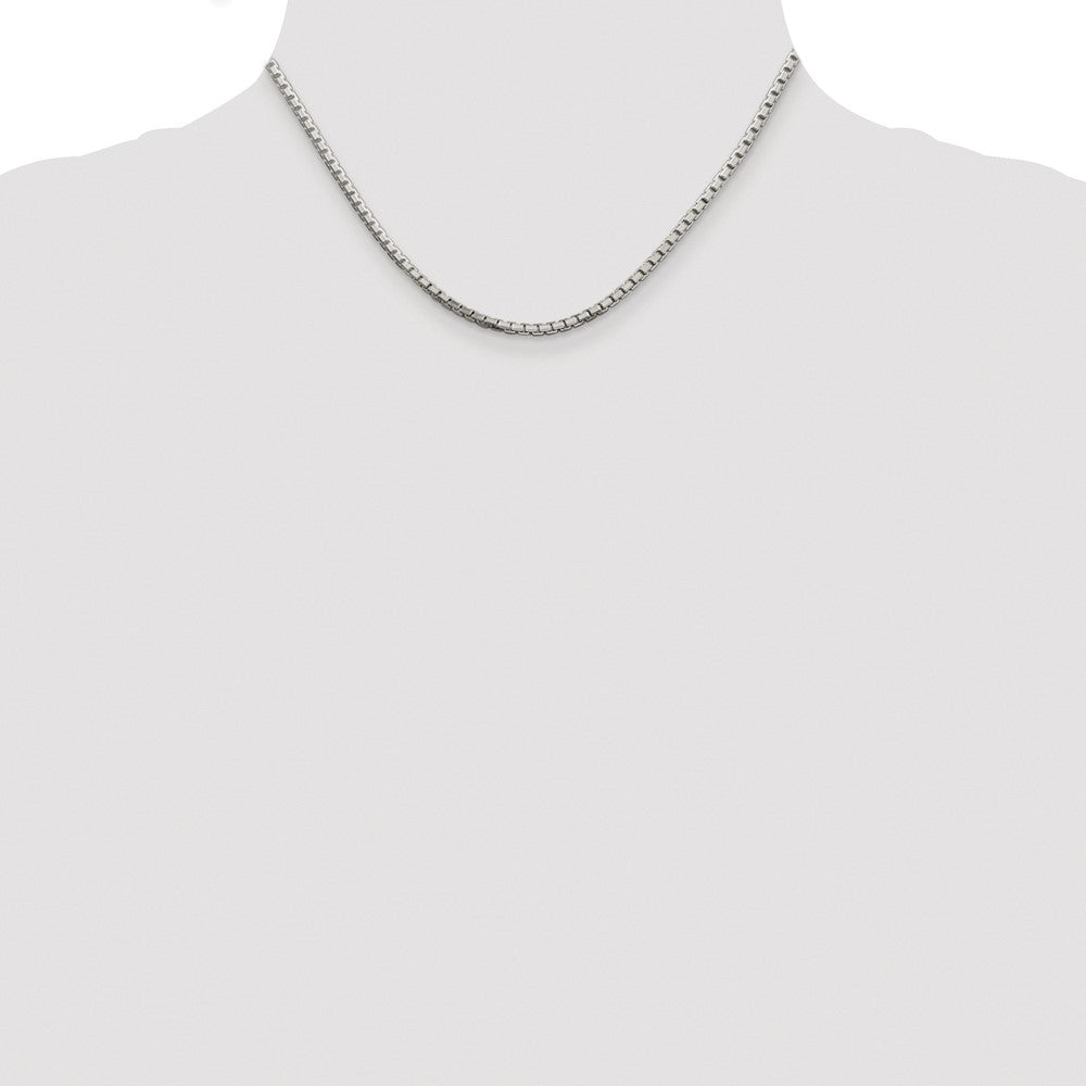 Sterling Silver Rhodium-plated 2.5mm 8 Sided Box Chain