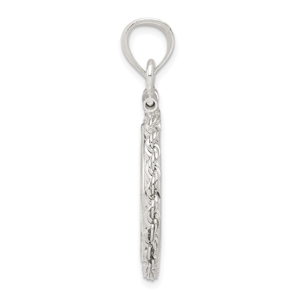 Sterling Silver 19.1 x 1.5mm $0.01 Screw Top Coin Rope Pol Bezel Pendant