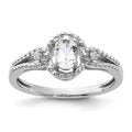 Sterling Silver Rhodium-plated White Topaz & Diam. Ring
