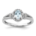 Sterling Silver Rhodium-plated Aquamarine & Diam. Ring