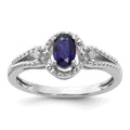 Sterling Silver Rhodium-plated Created Sapphire & Diam. Ring