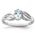 Sterling Silver Rhodium-plated Aquamarine Ring