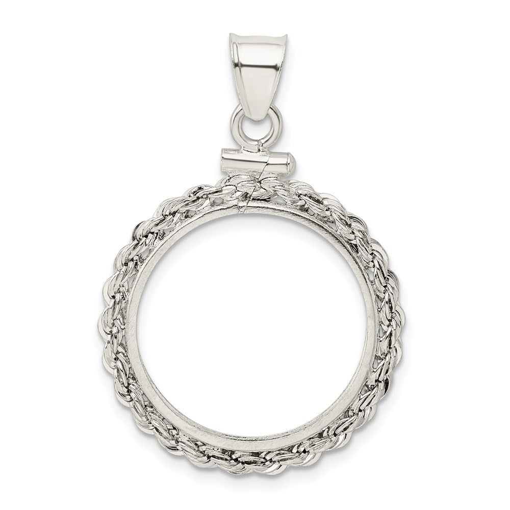 Sterling Silver 21.1 x 2mm $0.05 Screw Top Coin Rope Polished Bezel Pendant