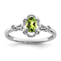 Sterling Silver Rhodium-plated Peridot & Diam. Ring