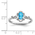 Sterling Silver Rhodium-plated Light Swiss Blue Topaz & Diam. Ring
