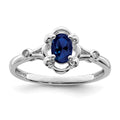 Sterling Silver Rhodium-plated Created Sapphire & Diam. Ring