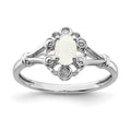 Sterling Silver Rhodium-plated Created Opal & Diam. Ring