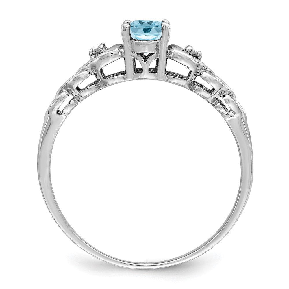 Sterling Silver Rhodium-plated Swiss Blue Topaz & Diam. Ring