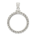 Sterling Silver 26.4 x 1.8mm Susan B. Anthony Screw Top Coin Rope Pol Bezel