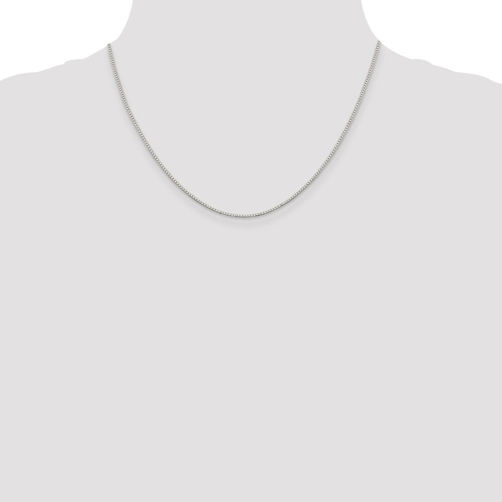 Sterling Silver Rhodium-plated 1.1mm Box Chain w/ ext.