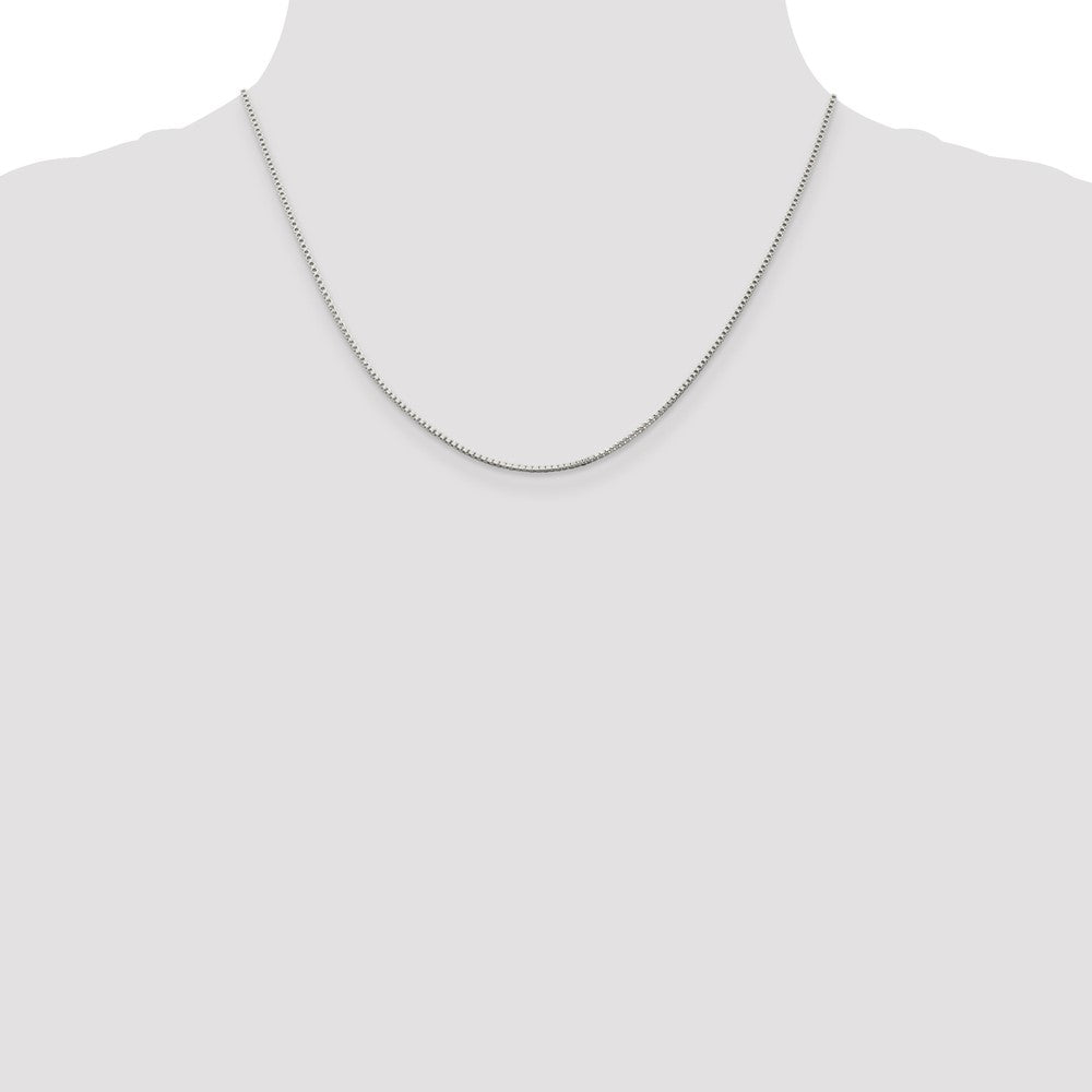Sterling Silver Rhodium-plated 1.25mm Box Chain w/ ext.