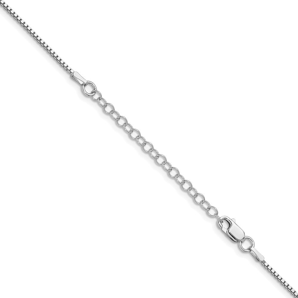 Sterling Silver Rhodium-plated 1.25mm Box Chain w/ ext.