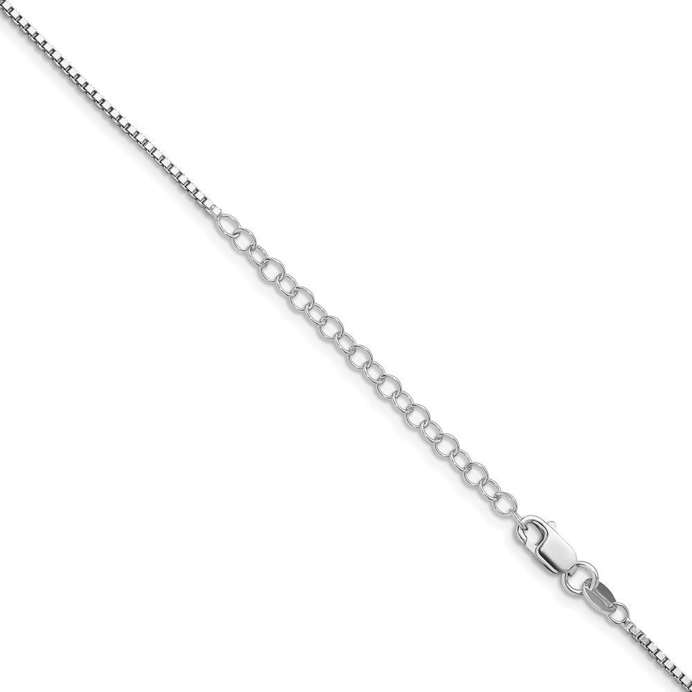 Sterling Silver Rhodium-plated 1.4mm Box Chain w/ ext.