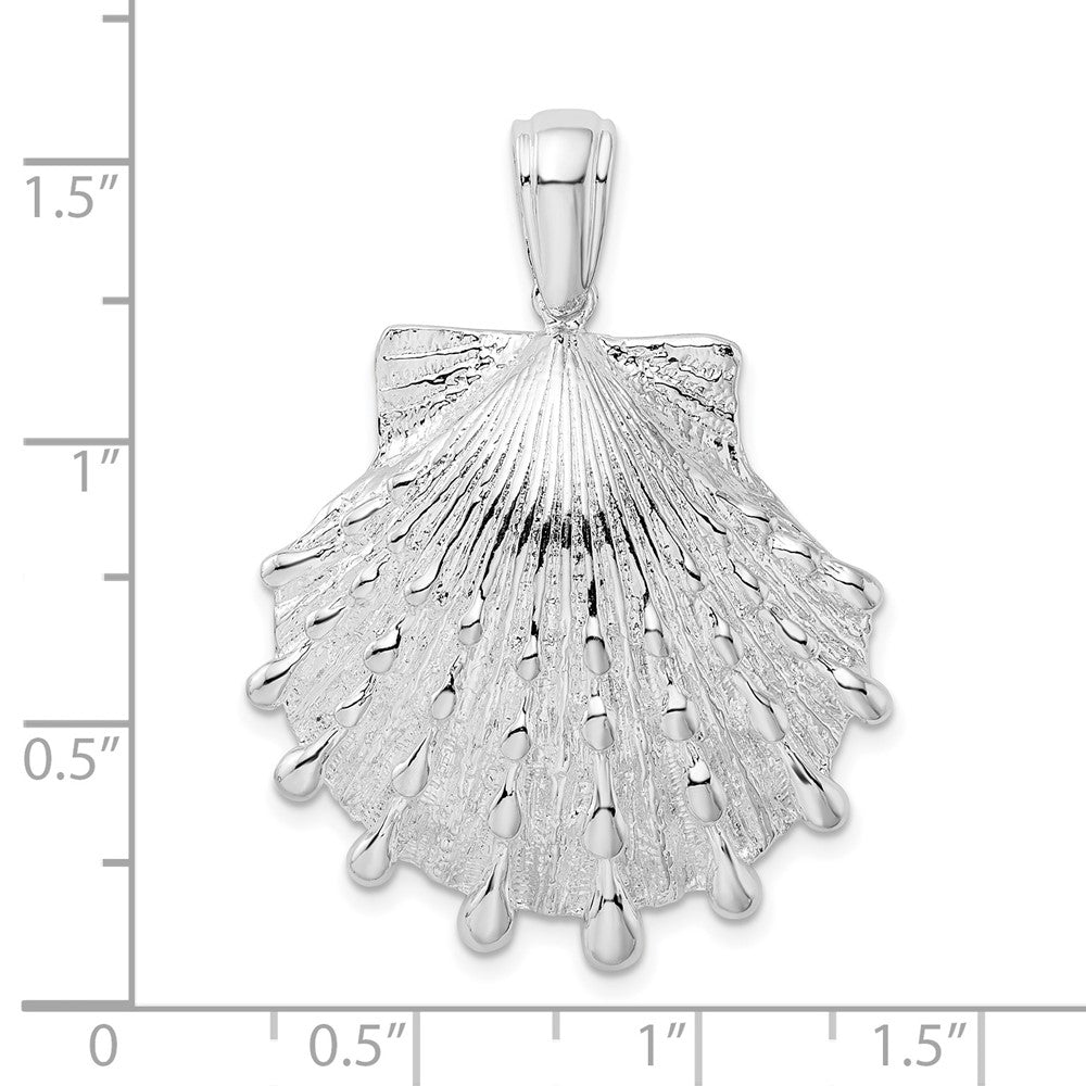Sterling Silver Rhod-plated Polished/Textured Lions Paw Shell Pendant