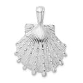 Sterling Silver Rhod-plated Polished/Textured Lions Paw Shell Pendant