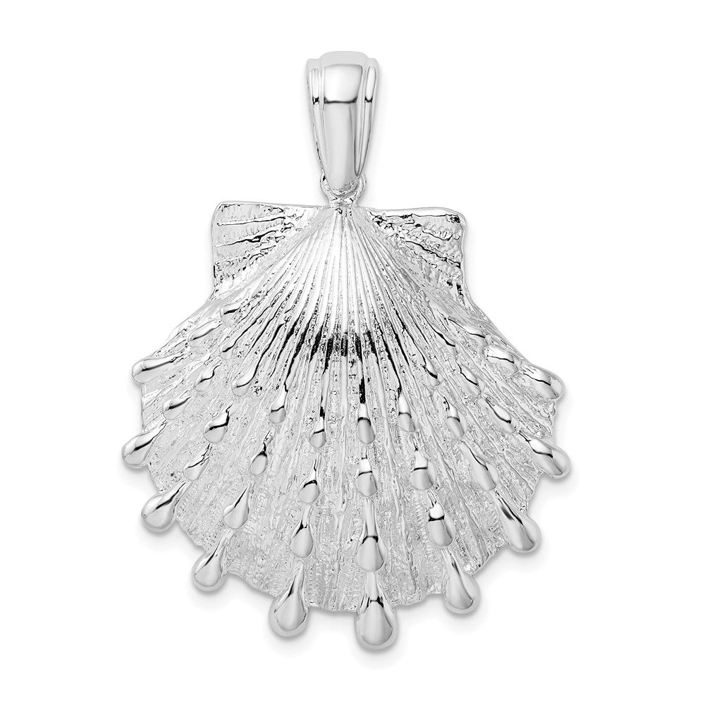 Sterling Silver Rhod-plated Polished/Textured Lions Paw Shell Pendant