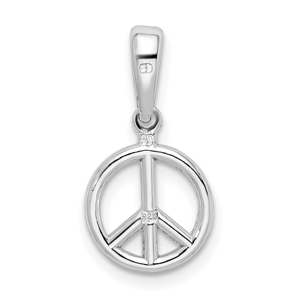 Sterling Silver Rhodium-plated Polished Peace Symbol Pendant