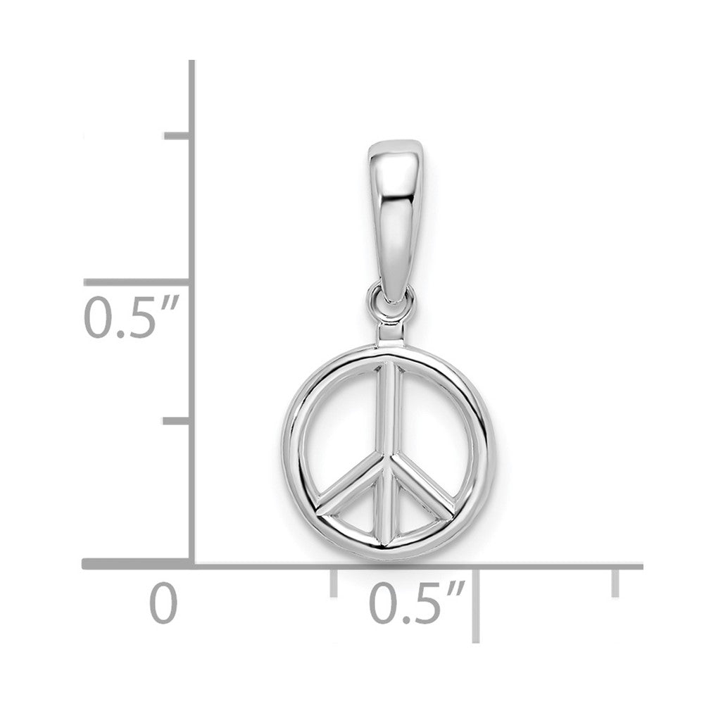 Sterling Silver Rhodium-plated Polished Peace Symbol Pendant