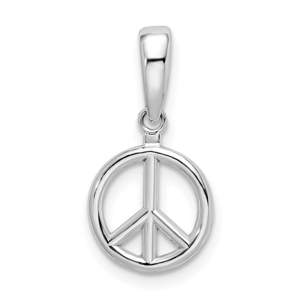 Sterling Silver Rhodium-plated Polished Peace Symbol Pendant
