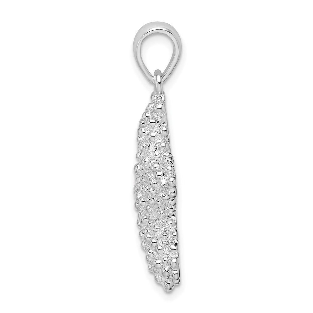 Sterling Silver Rhodium-plated Polished/Textured Starfish Pendant