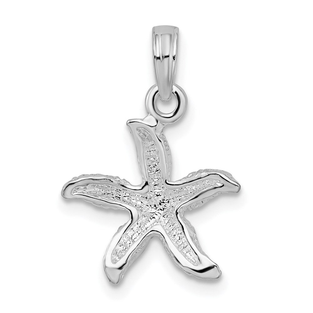 Sterling Silver Rhodium-plated Polished/Textured Small Starfish Pendant