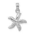 Sterling Silver Rhodium-plated Polished/Textured Small Starfish Pendant