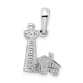 Sterling Silver Rhod-plated Polished/Textured 3D Lighthouse Pendant