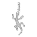 Sterling Silver Rhodium-plated Polished/Textured Gecko Pendant