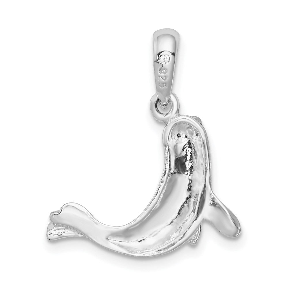 Sterling Silver Rhodium-plated Polished Seal Pendant