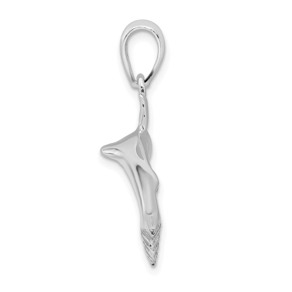 Sterling Silver Rhodium-plated Polished 3D Blue Shark Pendant