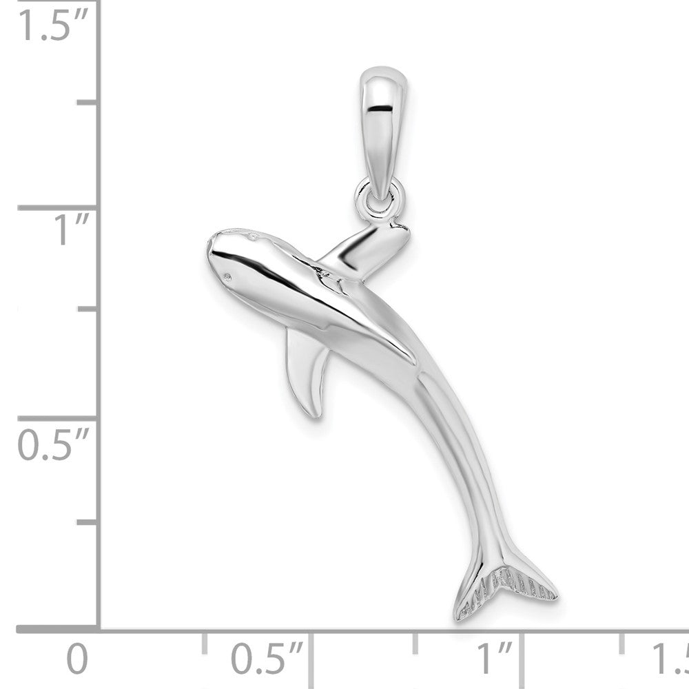 Sterling Silver Rhodium-plated Polished 3D Blue Shark Pendant