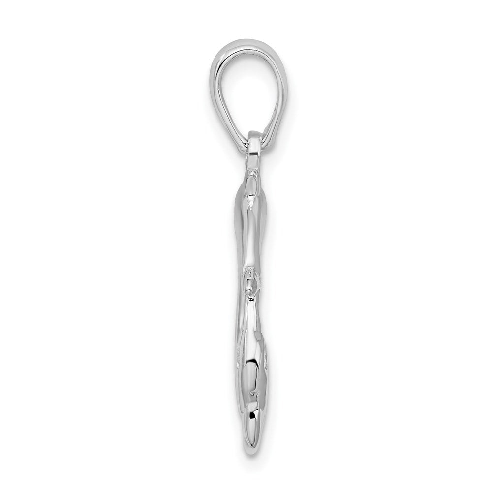 Sterling Silver Rhodium-plated Polished 3 Dolphin Circle Pendant