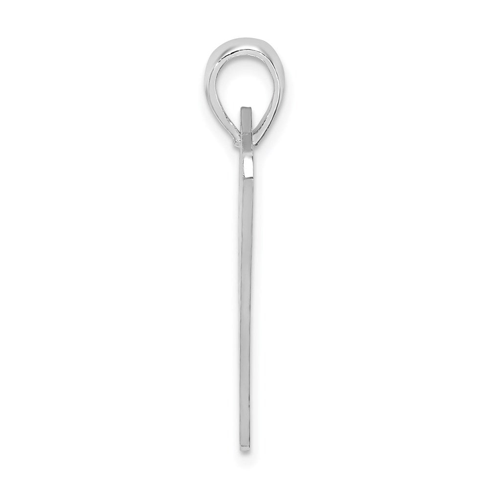 Sterling Silver Rhod-plated Polished/Textured Key West License Pendant