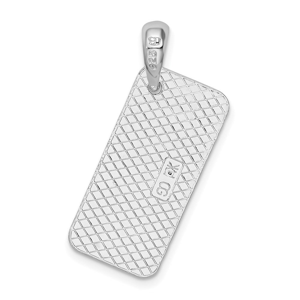 Sterling Silver Rhod-plated Polished/Textured Key West License Pendant