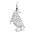 Sterling Silver Rhodium-plated Polished/Textured Penguin Pendant