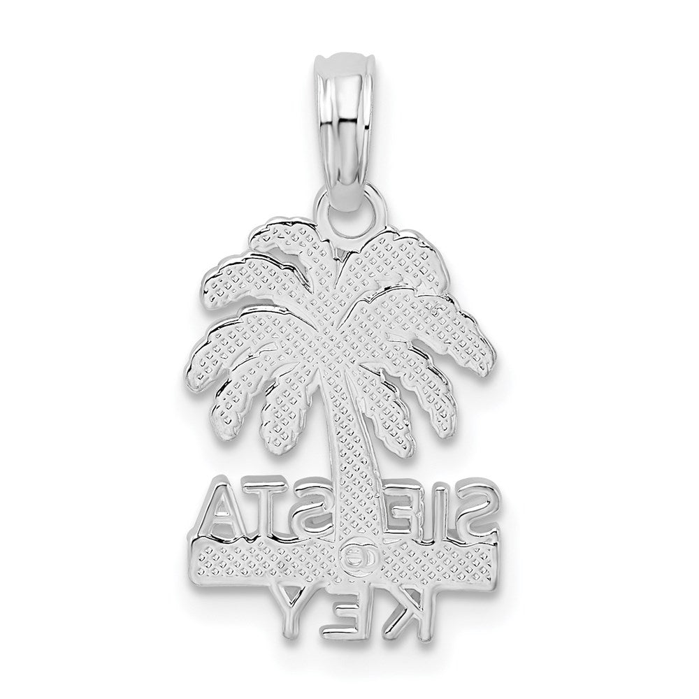 Sterling Silver Rhod-plated Polished/Textured Siesta Key Palm Tree Pendant