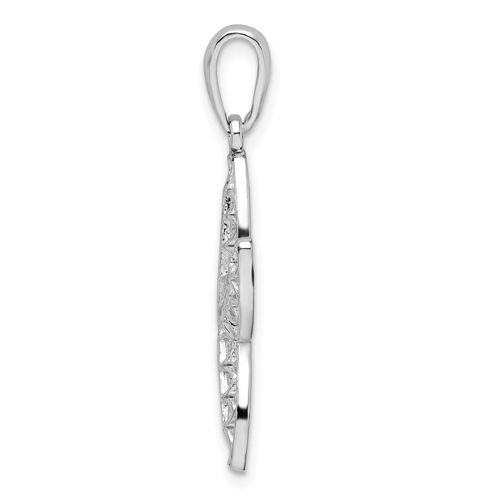 Sterling Silver Rhodium-plated Polished Cut-out Starfish Pendant
