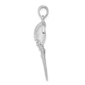 Sterling Silver Rhod-plated Polished Moving Tail Horse Shoe Crab Pendant