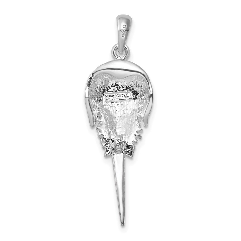 Sterling Silver Rhod-plated Polished Moving Tail Horse Shoe Crab Pendant