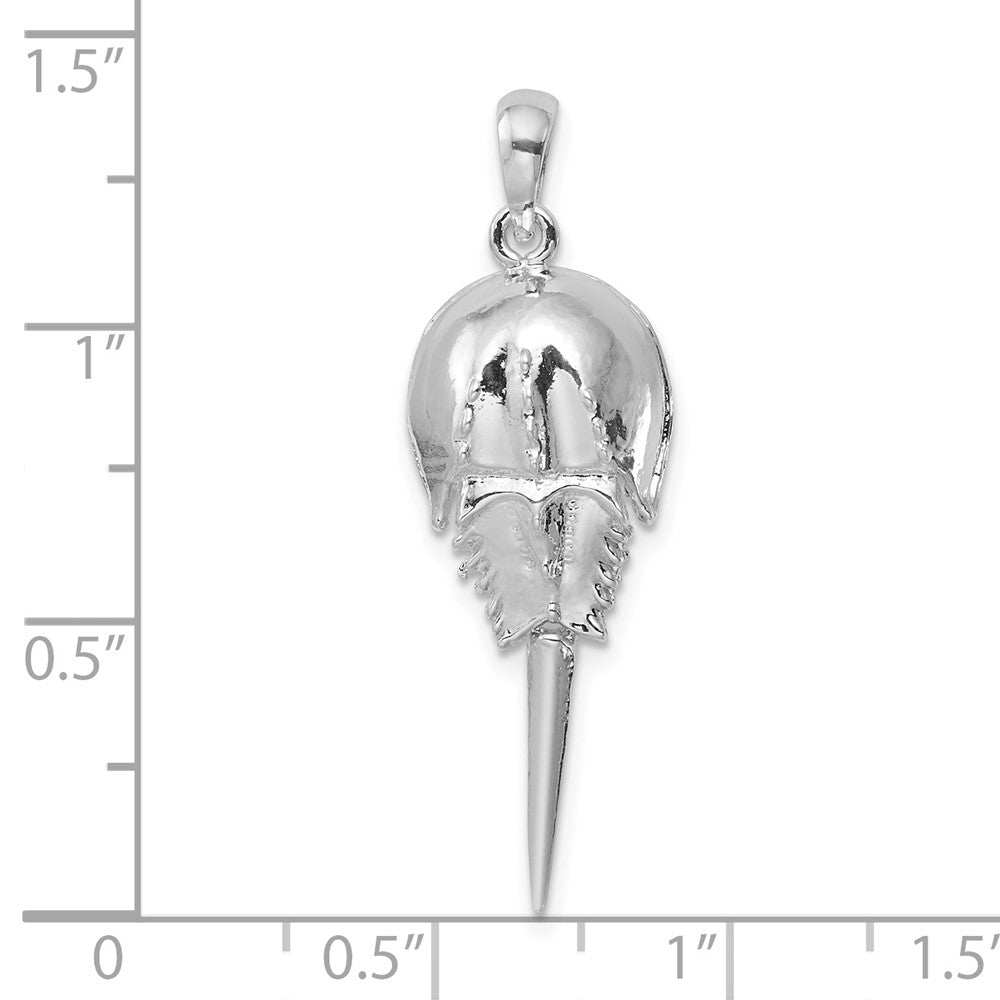 Sterling Silver Rhod-plated Polished Moving Tail Horse Shoe Crab Pendant