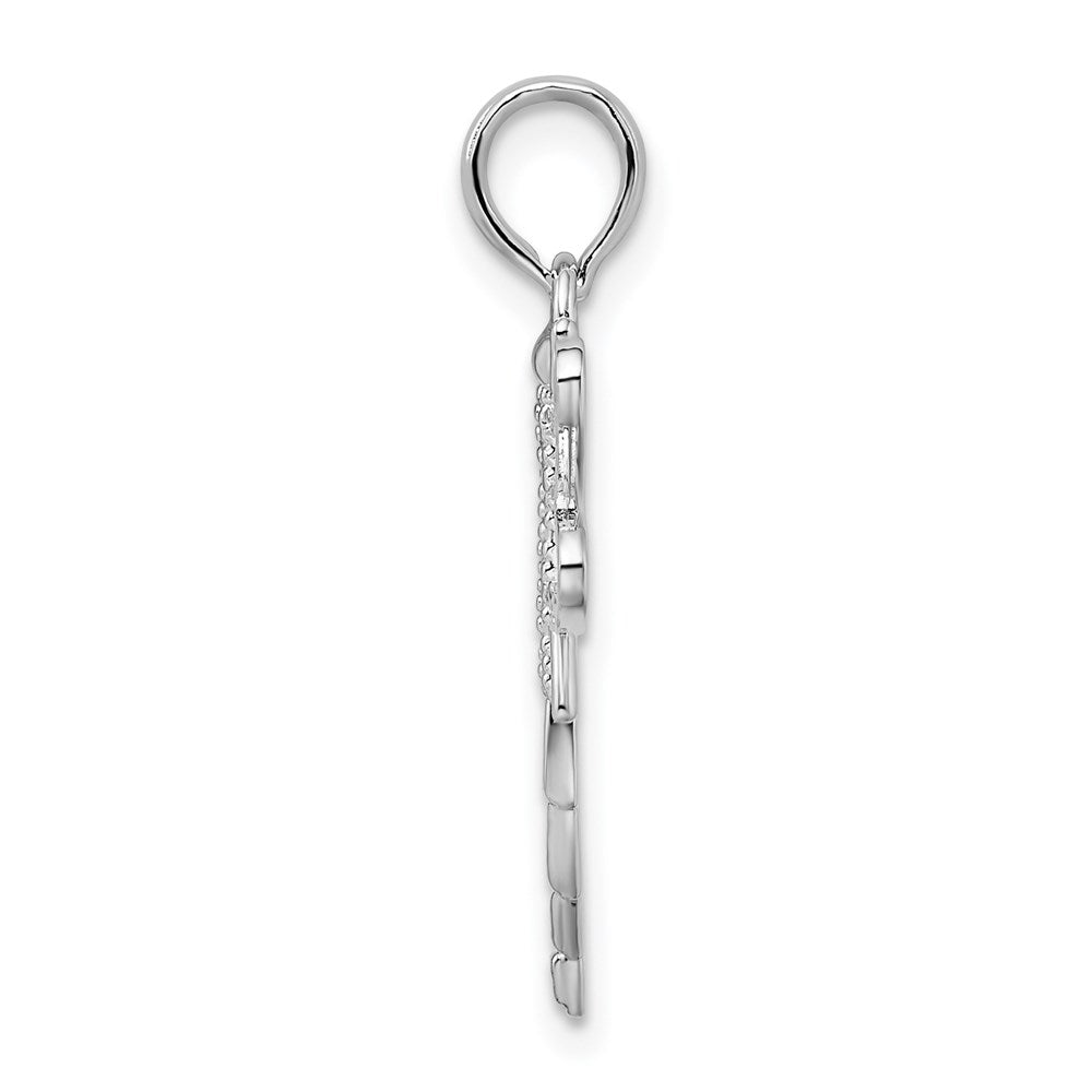 Sterling Silver Rhodium-plated Polished Filigree Wing Dragonfly Pendant
