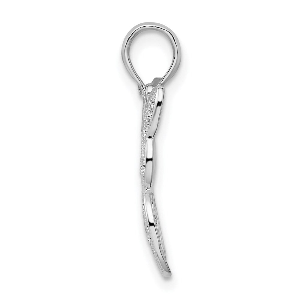 Sterling Silver Rhodium-plated Polished Filigree Wing Butterfly Pendant