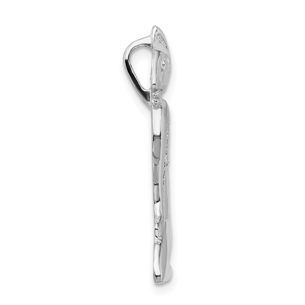 Sterling Silver Rhodium-plated Polished Marco Island Cat Slide