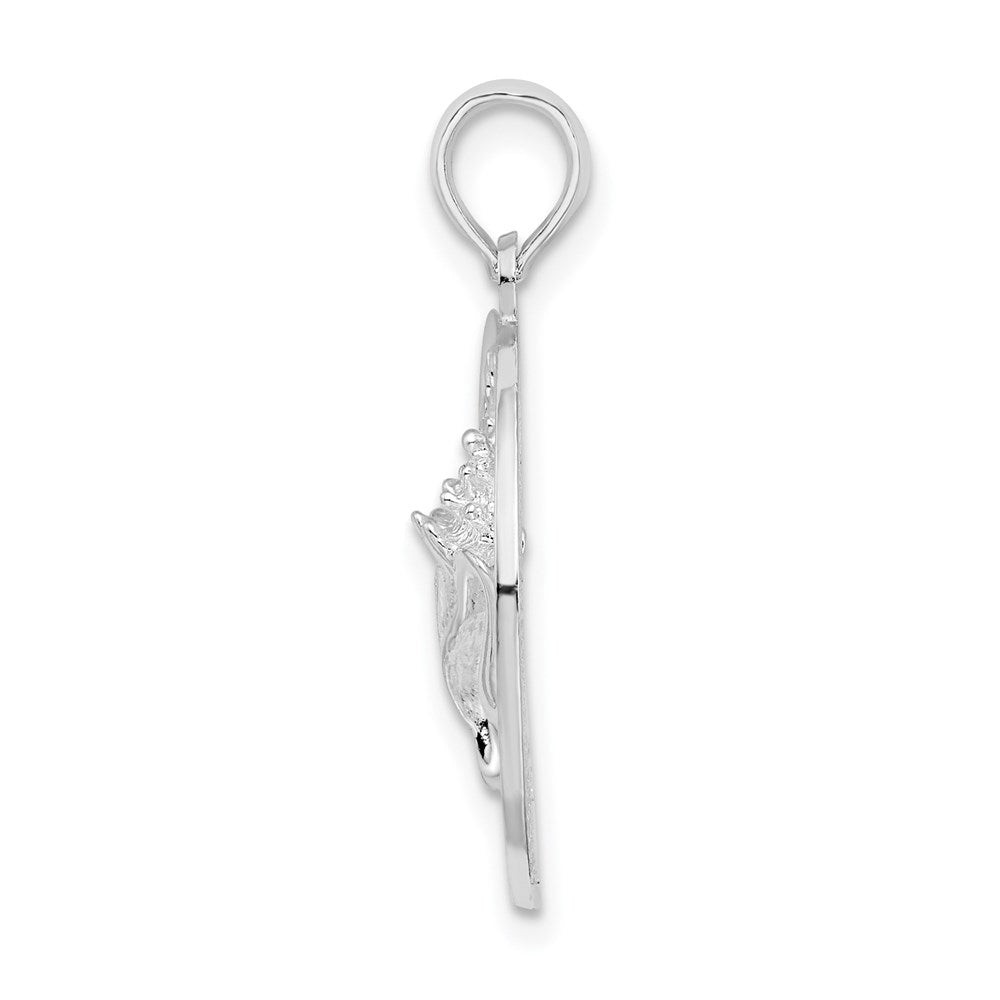 Sterling Silver Rhodium-plated Polished Marco Island w/Shell Pendant